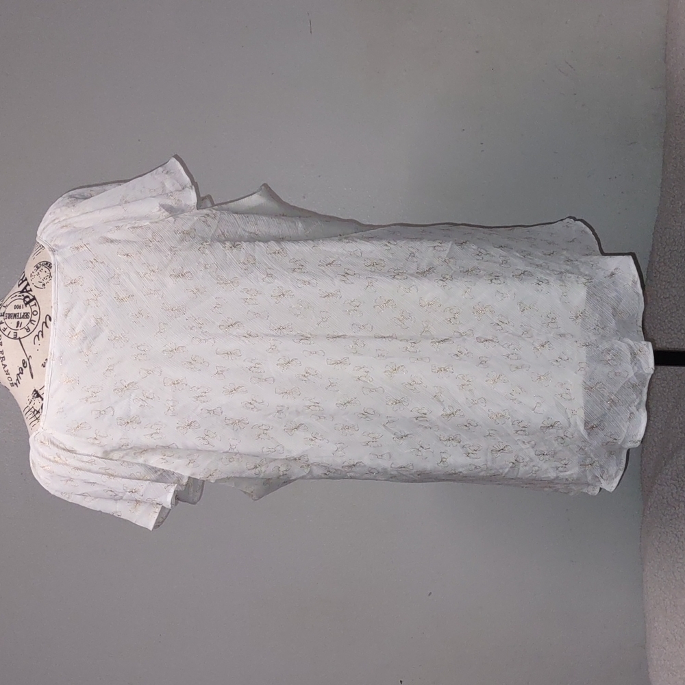 CB Ruffles Tops Plus Size 3X Gold Ribbon Print 100% Polyester - Picture 4 of 14